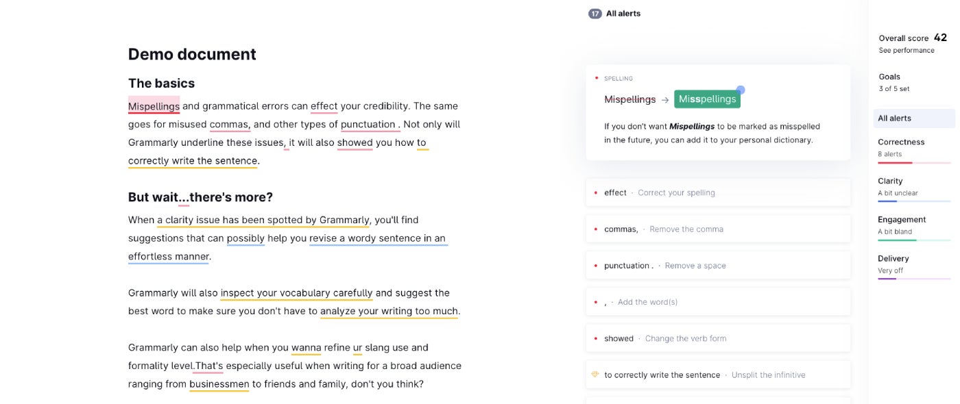 The Grammarly widget.