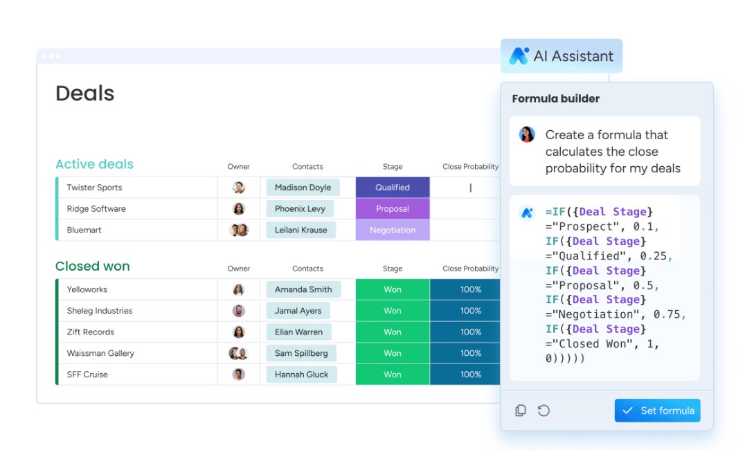 monday CRM AI formula builder.