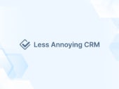 Review graphic featuring the logo of Less Annoying CRM.