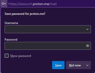 Firefox Password Manager asking to save a password.