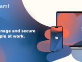 jamf advertisement with the message "Manage and secure apple at work."