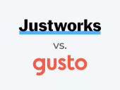 Justworks vs Gusto logos.