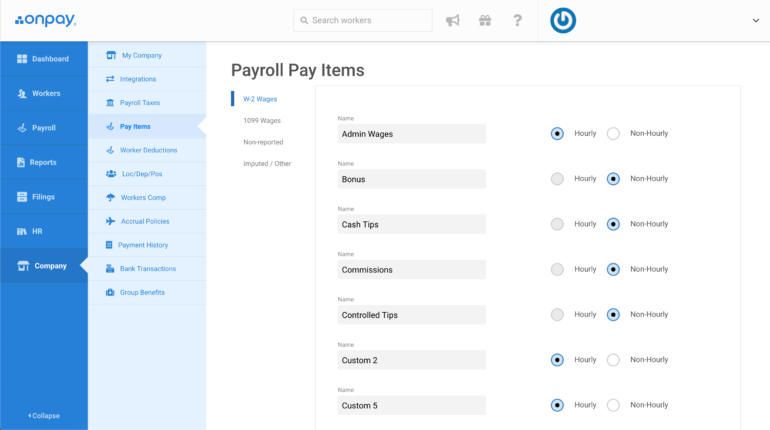 Onpay allows you to customize W-2 wage for each employees. 