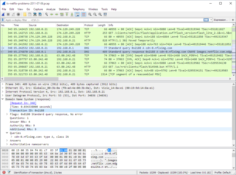 Wireshark’s main window.